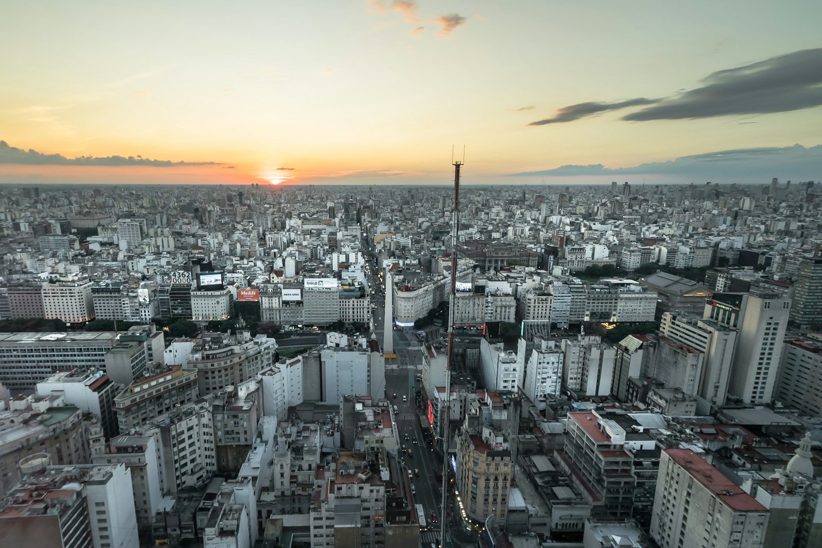 Buenos Aires cityscape at sunset